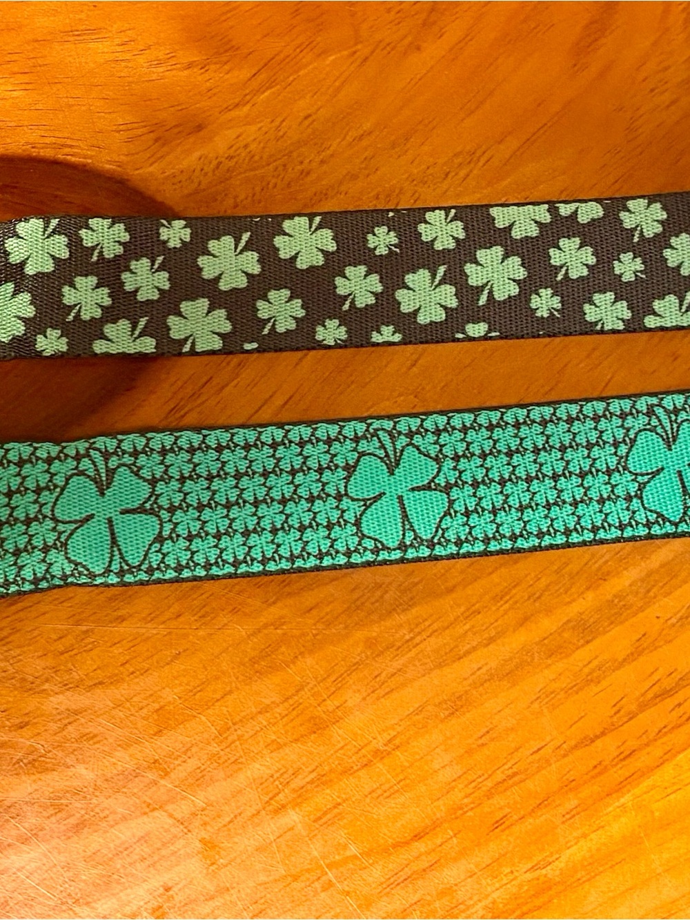 Pair of M Buckle-Down Shamrock Print Dog Collars